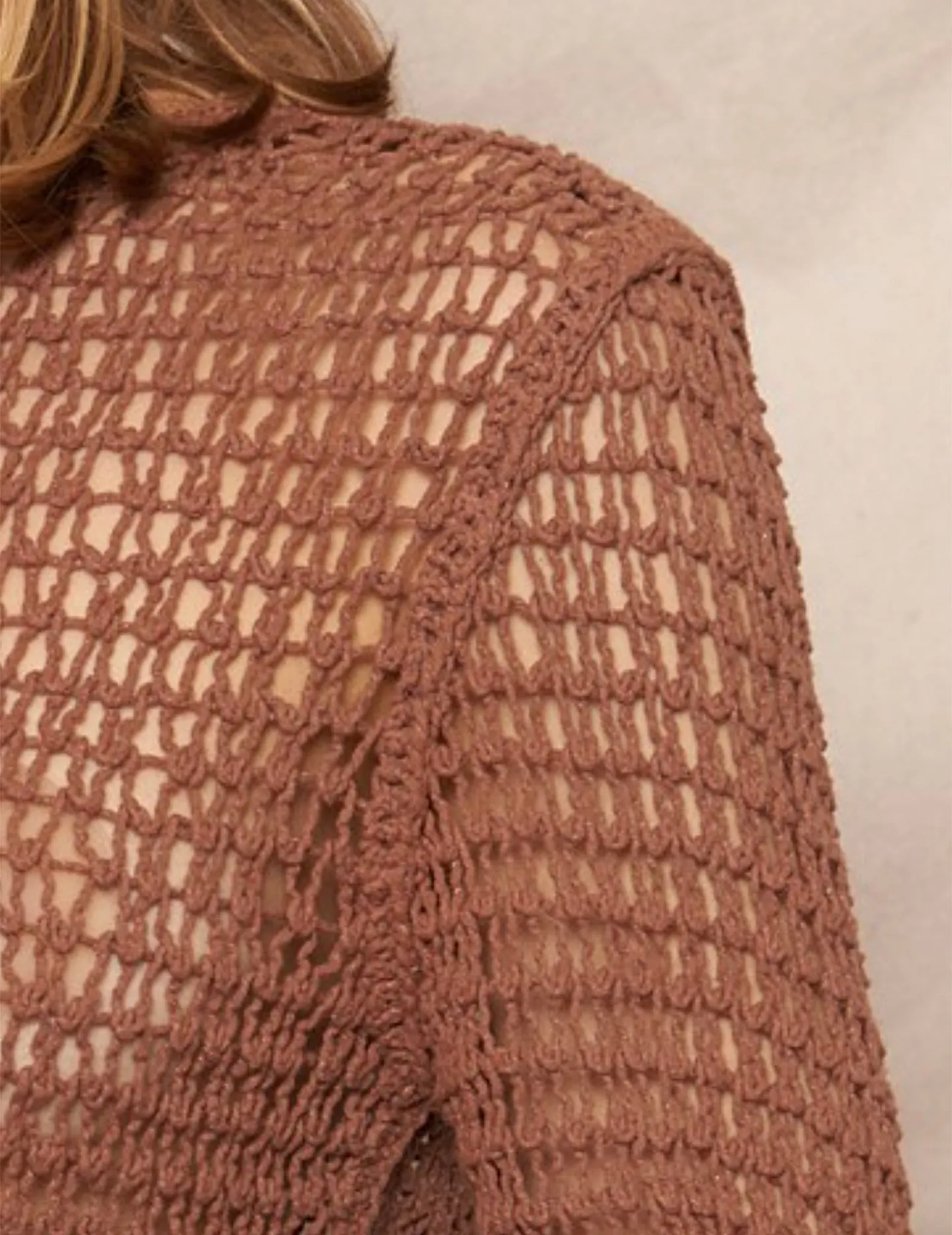 Addison Coco Open Knit Cropped Sweater