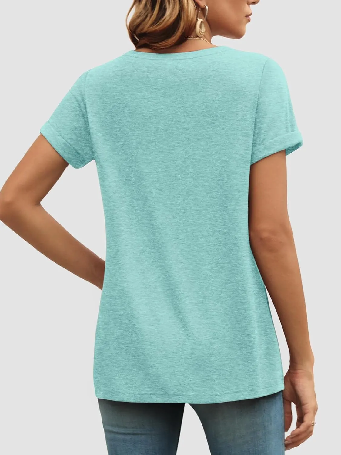 ATHMILE T Shirts Short Sleeve Scoop Neck Tees for Women Fashion Tops Trendy Casual Summer Outfits Clothes 2025