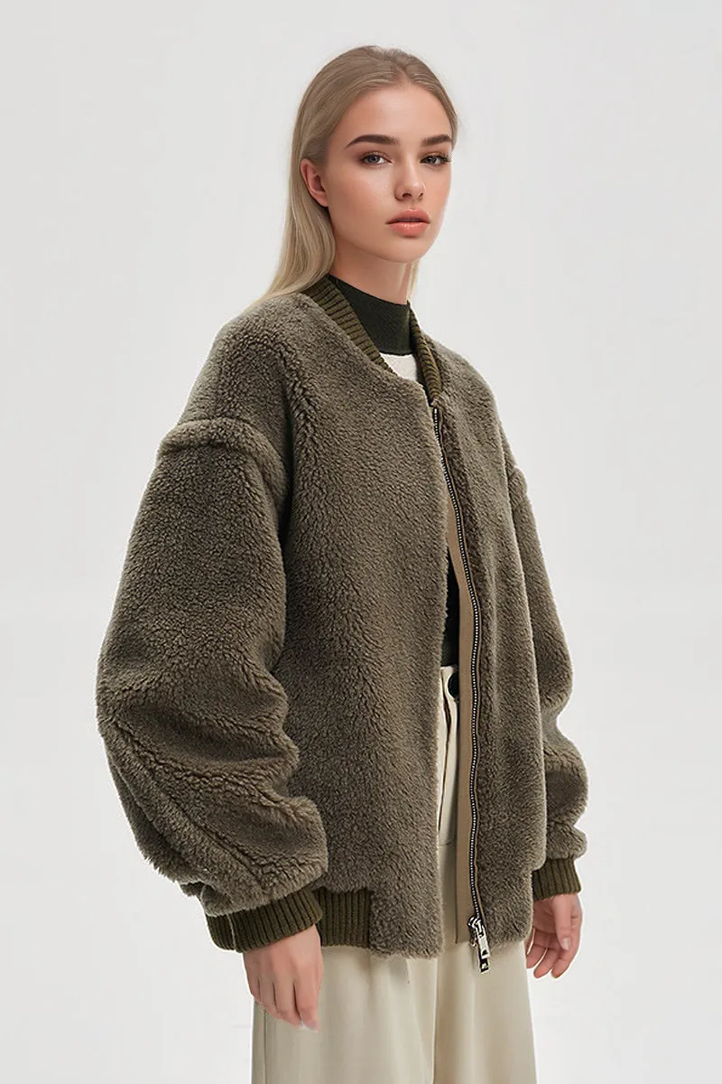 Cozy Oversized Teddy Bomber Jacket
