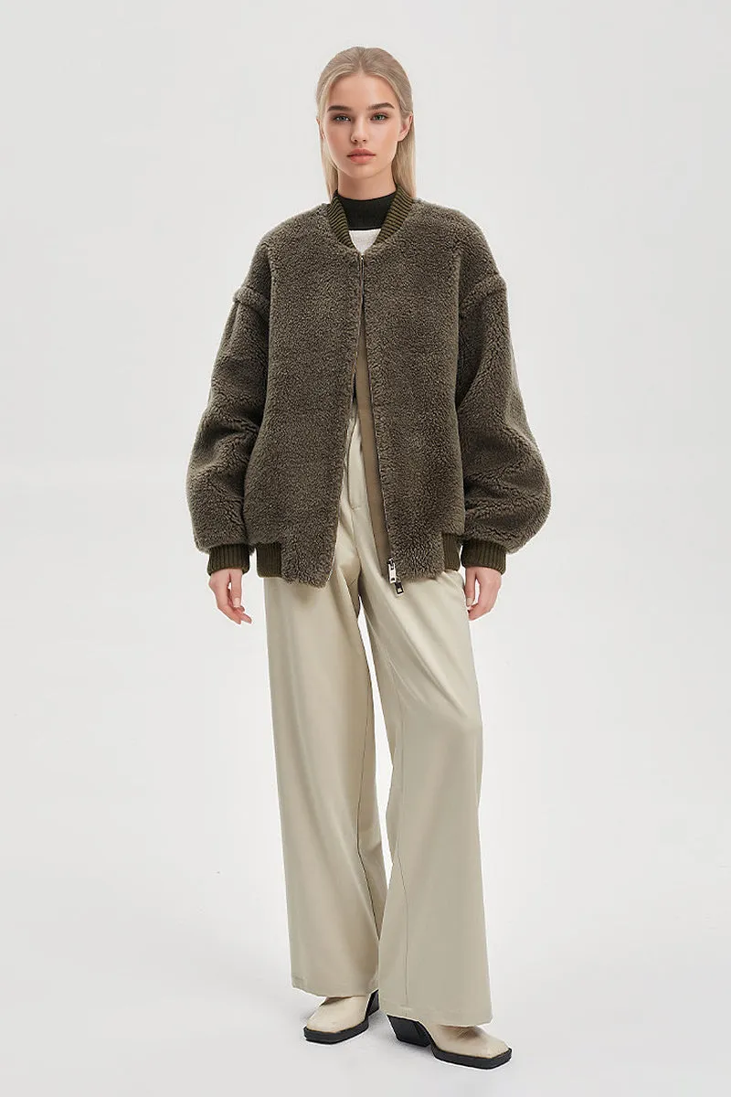 Cozy Oversized Teddy Bomber Jacket