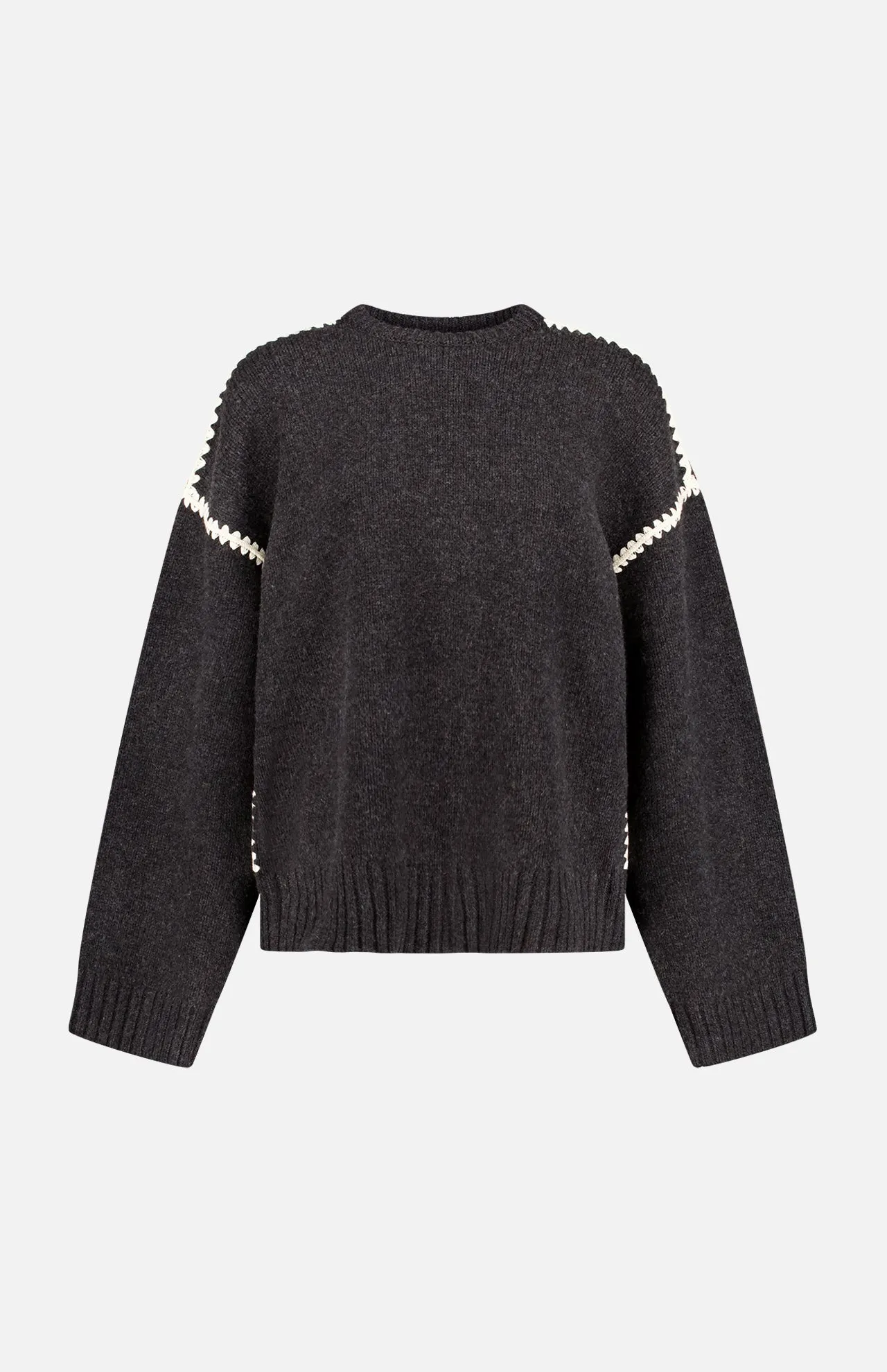 Embroidered Wool Cashmere Knit Sweater