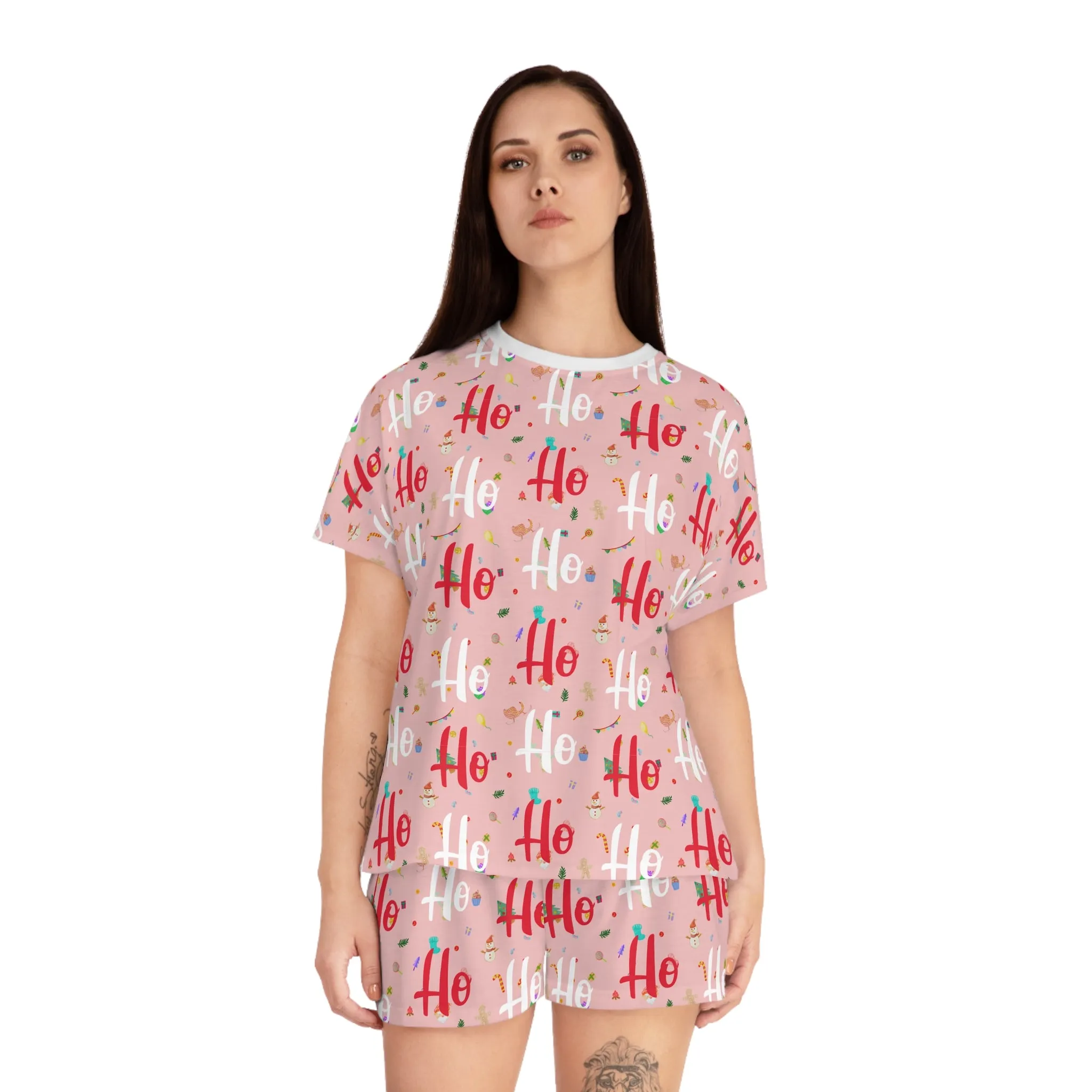 Ho Ho Ho Christmas Pajamas Set Womens Holiday Sleepwear Festive Loungewear Gift