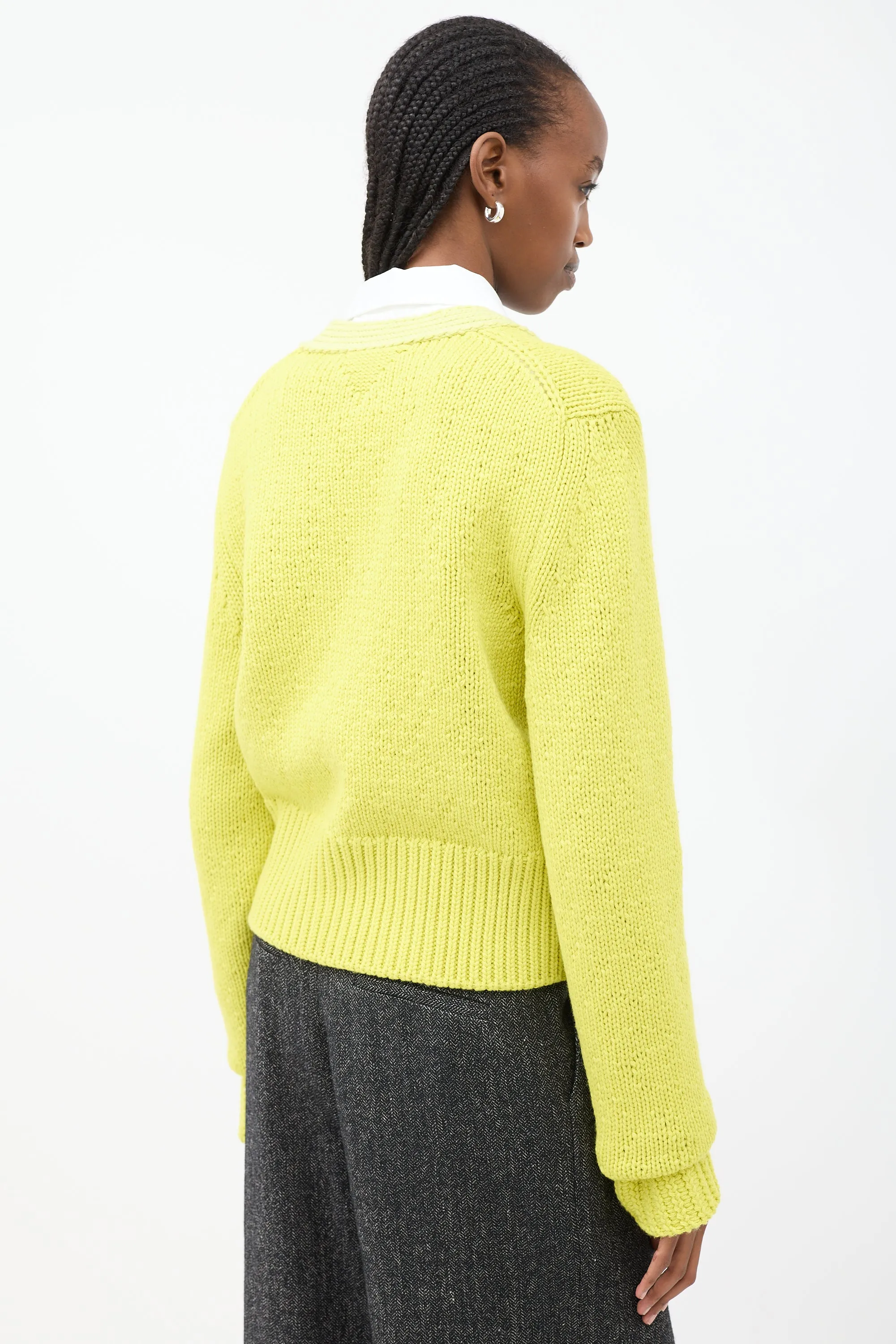 Yellow Wool & Cashmere Knit Cardigan
